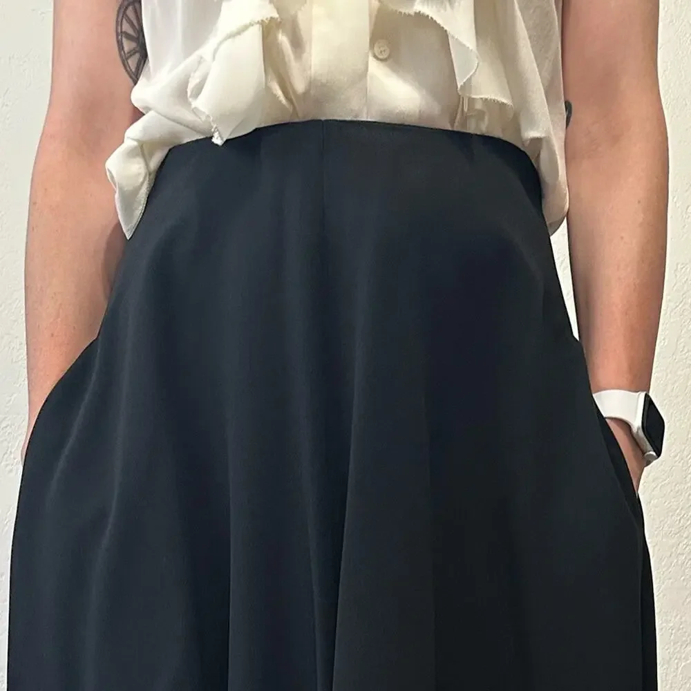 The Row Mara Stretch Crepe Skirt Black size US 2 Viscose blend Pockets Authentic